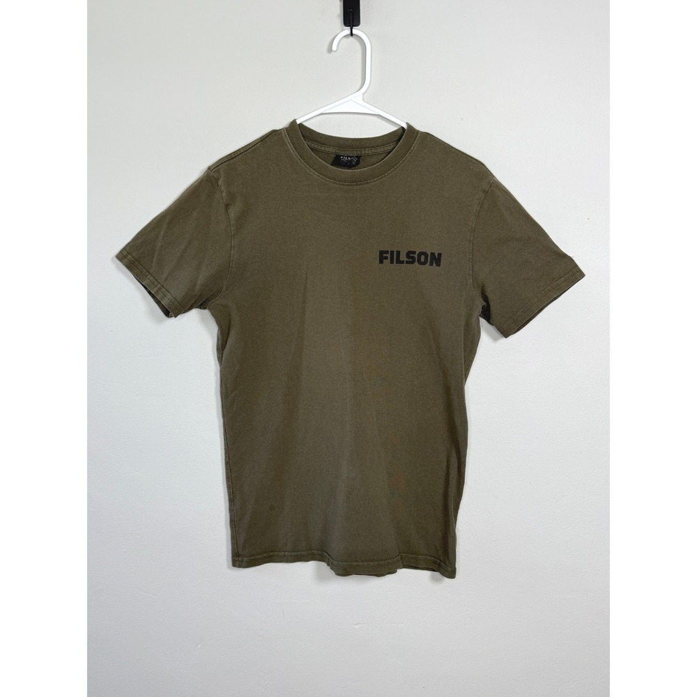 CC Filson Graphic T-Shirt Mens M Olive Green Gorpcore Wolf Logo Made in USA